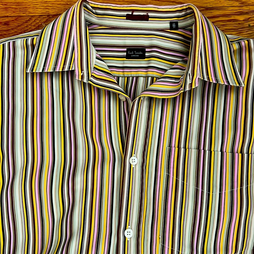 Paul Smith Rainbow Stripe Dress Shirt - 16 US